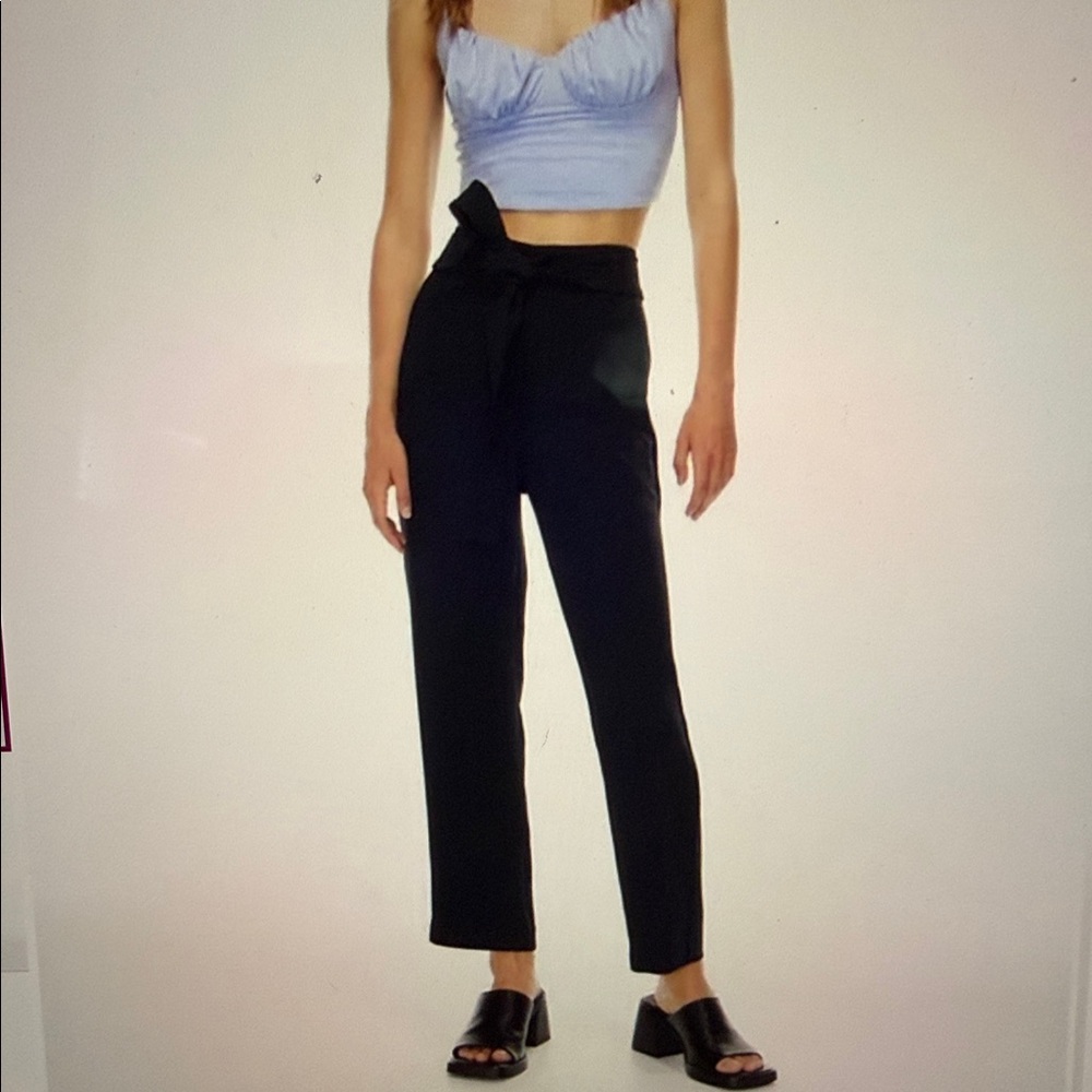 Wilfred Tie Front Crepe Black Pants